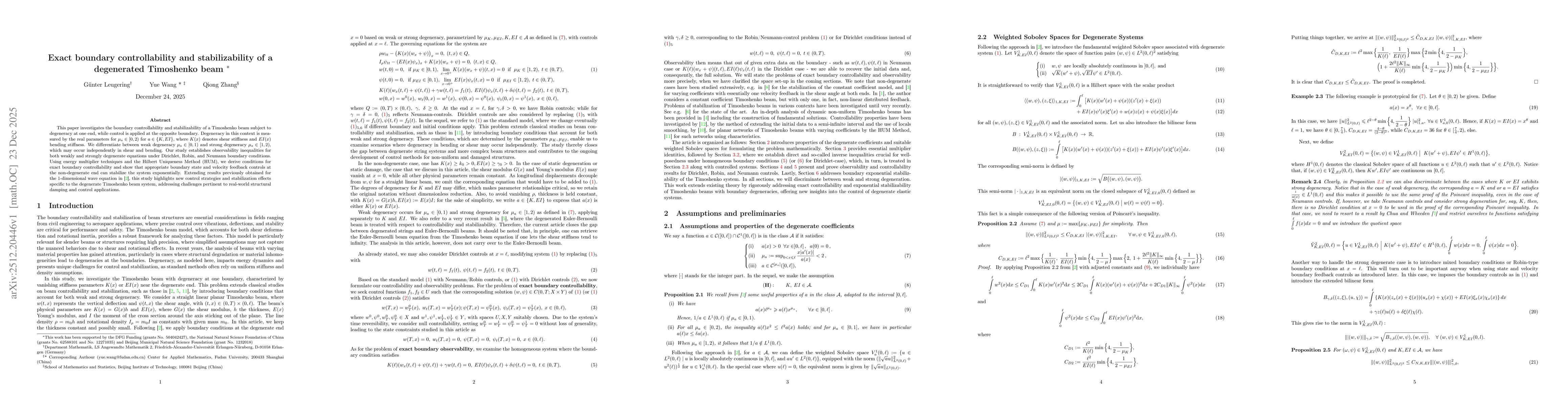 Thumbnail for Exact boundary controllability and stabilizability of a degenerated Timoshenko beam