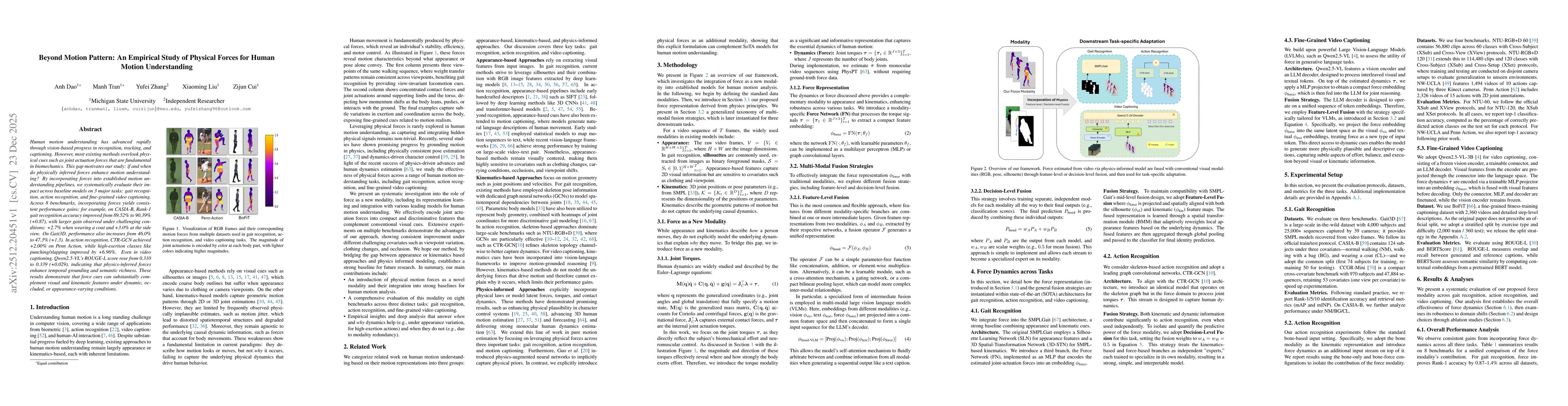 Thumbnail for Beyond Motion Pattern: An Empirical Study of Physical Forces for Human Motion Understanding