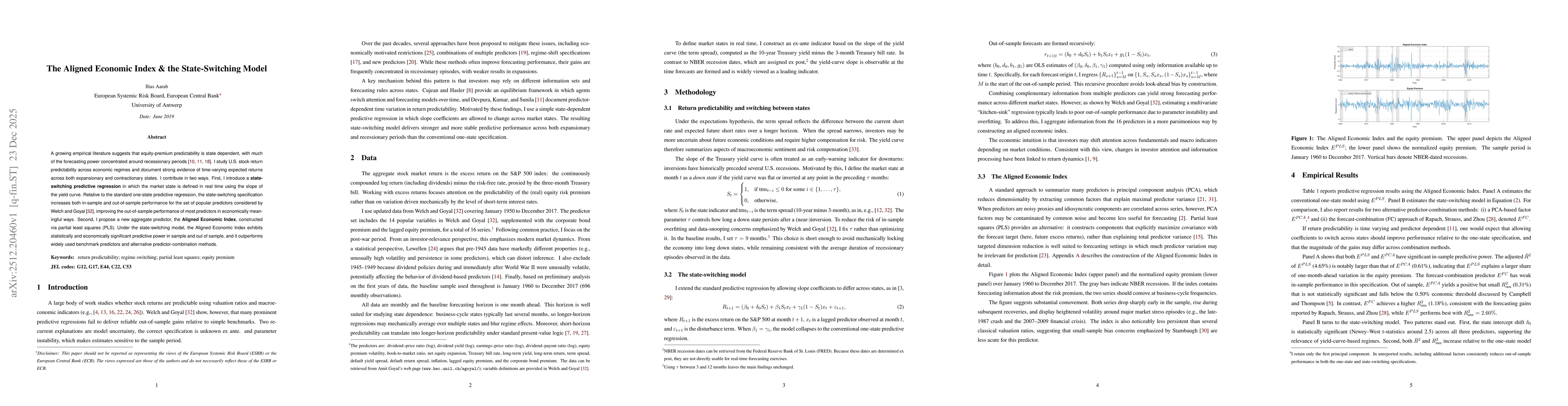 Thumbnail for The Aligned Economic Index & The State Switching Model