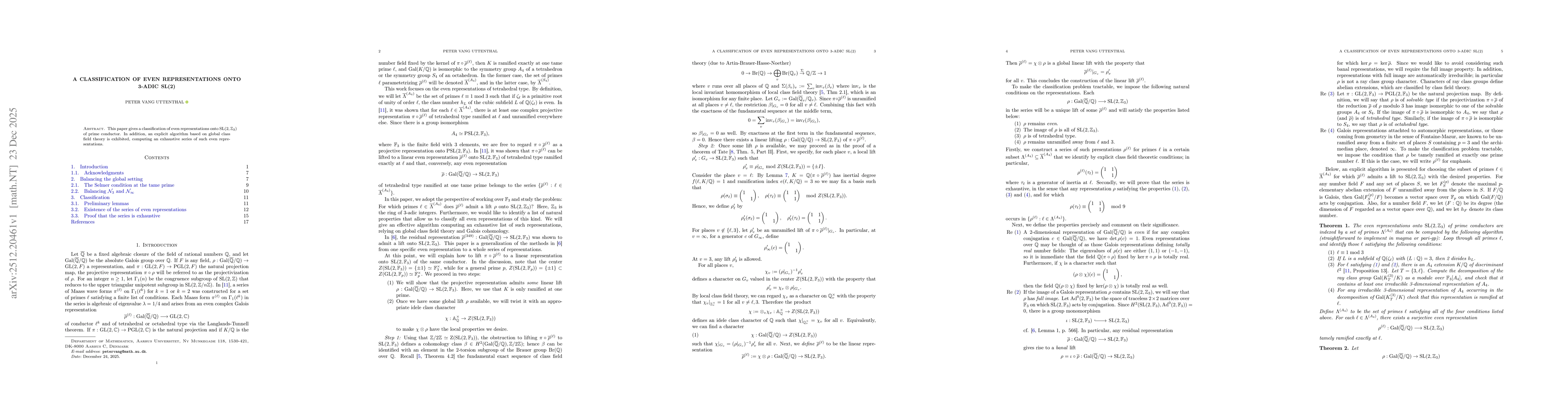 Thumbnail for A classification of even representations onto 3-adic SL(2)
