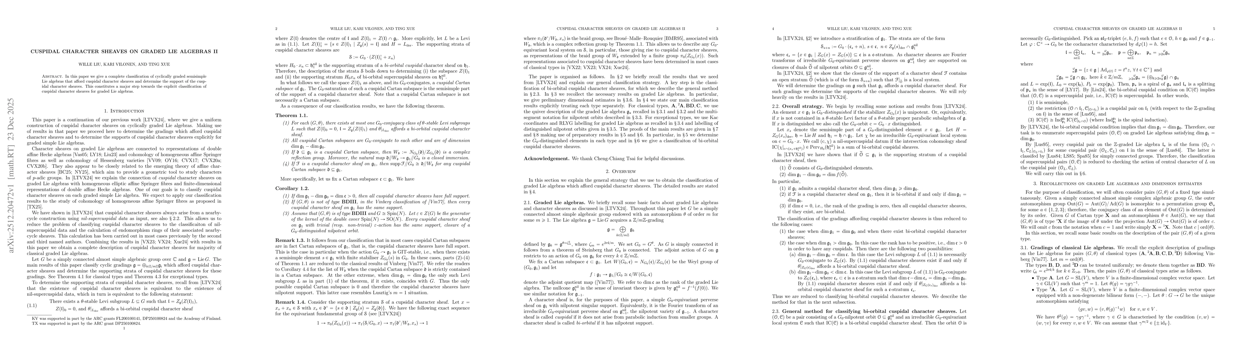 Thumbnail for Cuspidal character sheaves on graded Lie algebras II
