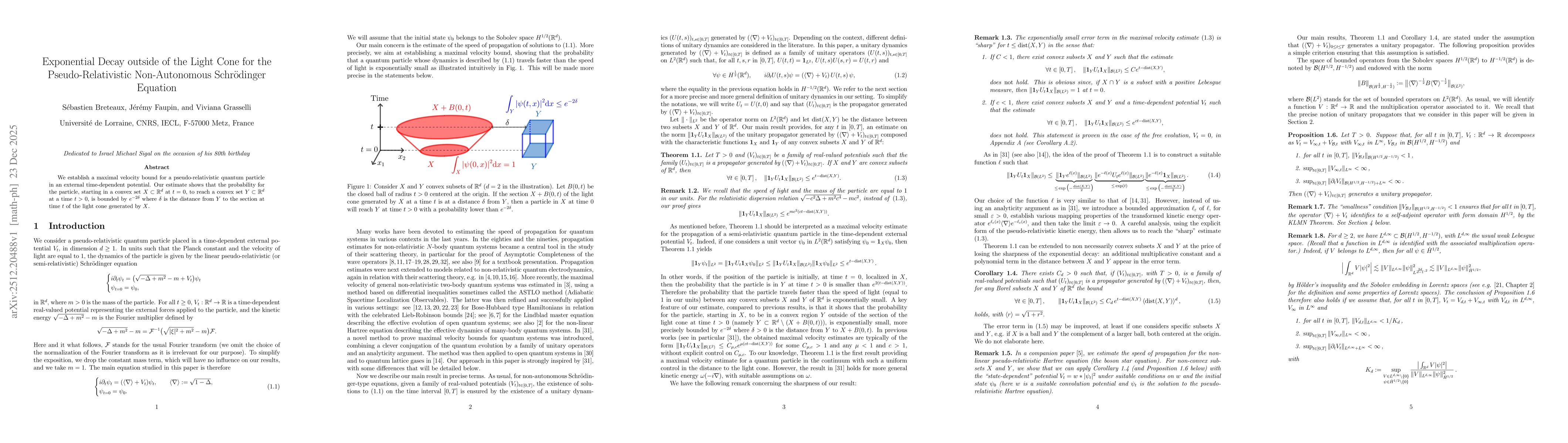 Thumbnail for Exponential Decay outside of the Light Cone for the Pseudo-Relativistic Non-Autonomous Schrödinger Equation