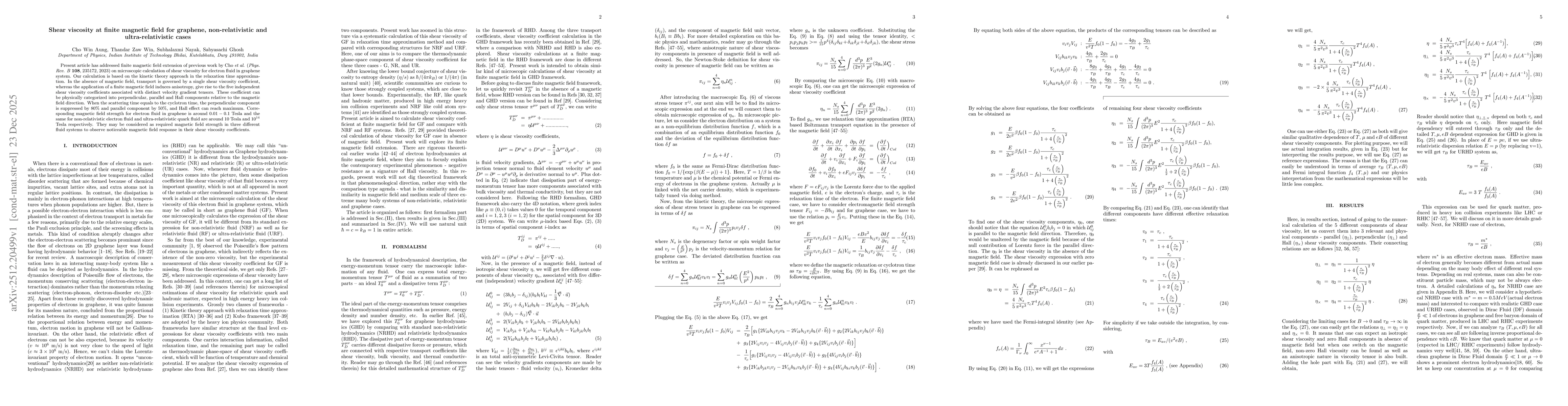 Thumbnail for Shear viscosity at finite magnetic field for graphene, non-relativistic and ultra-relativistic cases