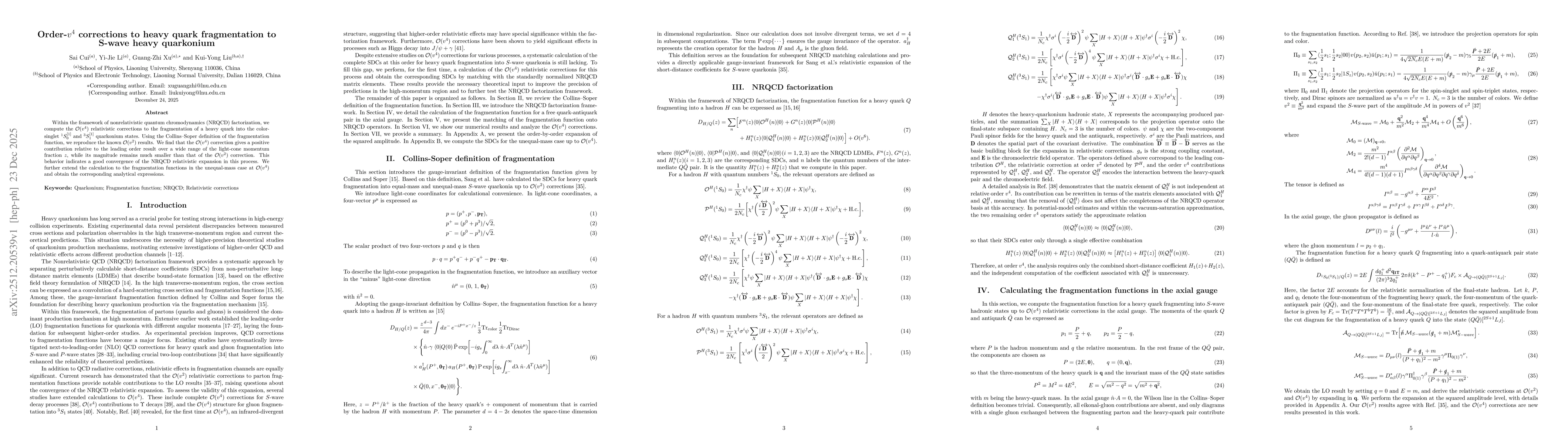 Thumbnail for Order-$v^4$ corrections to heavy quark fragmentation to S-wave heavy quarkonium