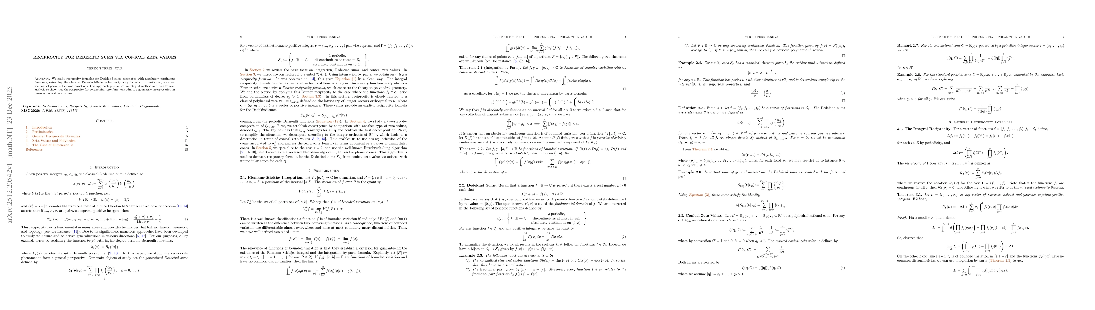 Thumbnail for Reciprocity For Dedekind Sums via Conical Zeta Values