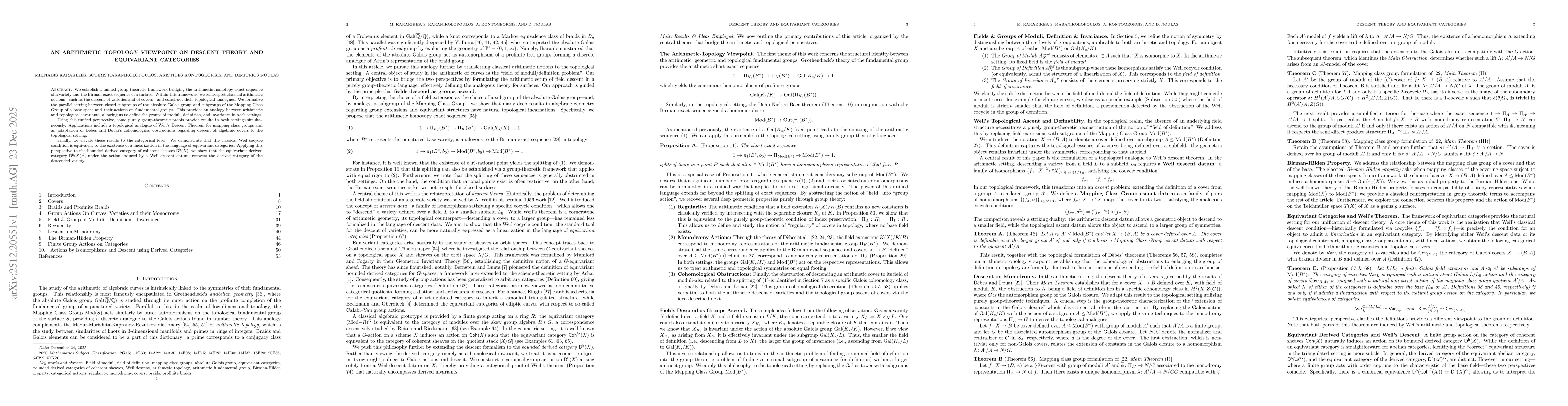 Thumbnail for An Arithmetic Topology viewpoint on Descent theory and Equivariant Categories