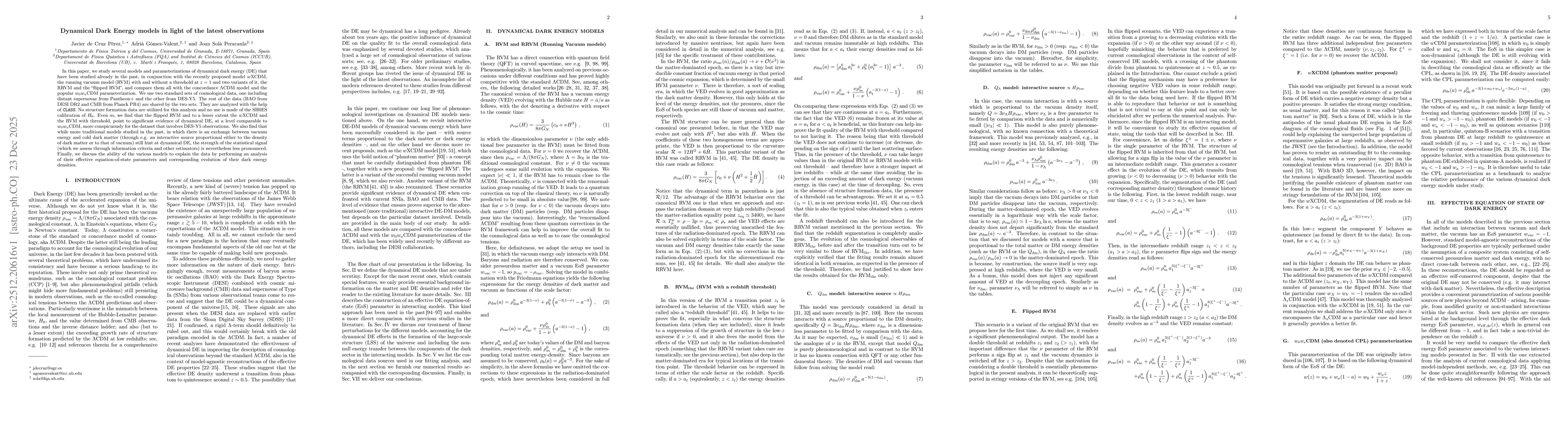 Thumbnail for Dynamical Dark Energy models in light of the latest observations