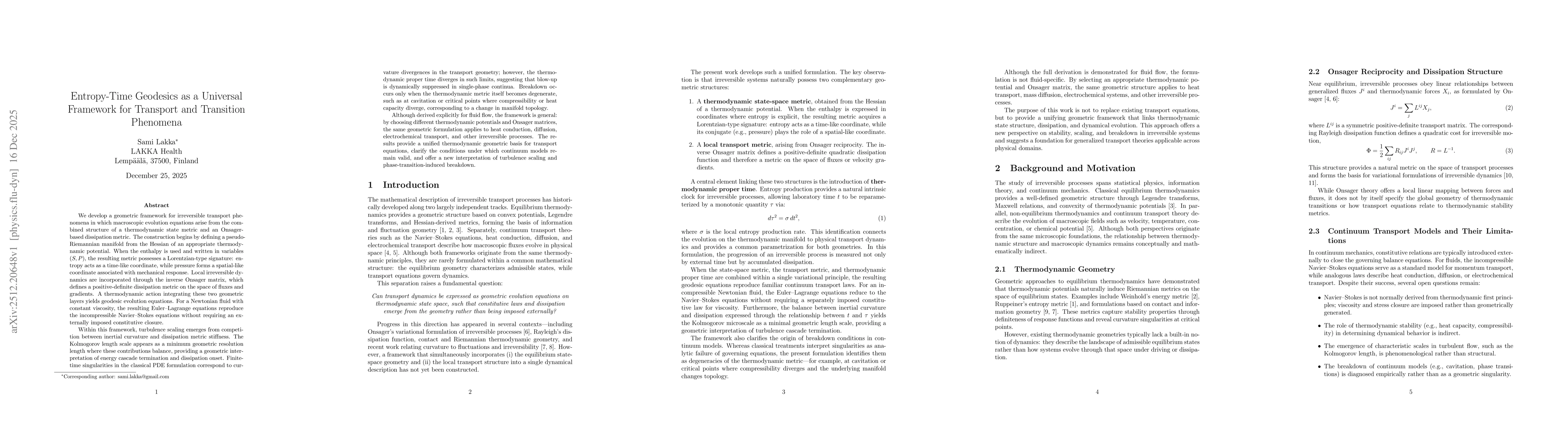 Thumbnail for Entropy-Time Geodesics as a Universal Framework for Transport and Transition Phenomena