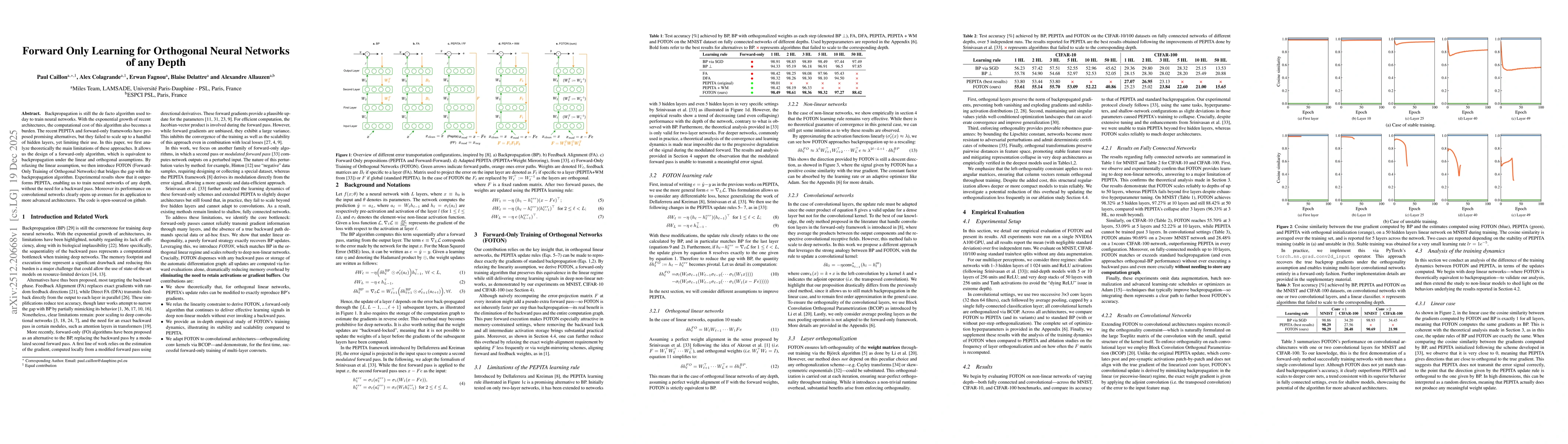 Thumbnail for Forward Only Learning for Orthogonal Neural Networks of any Depth
