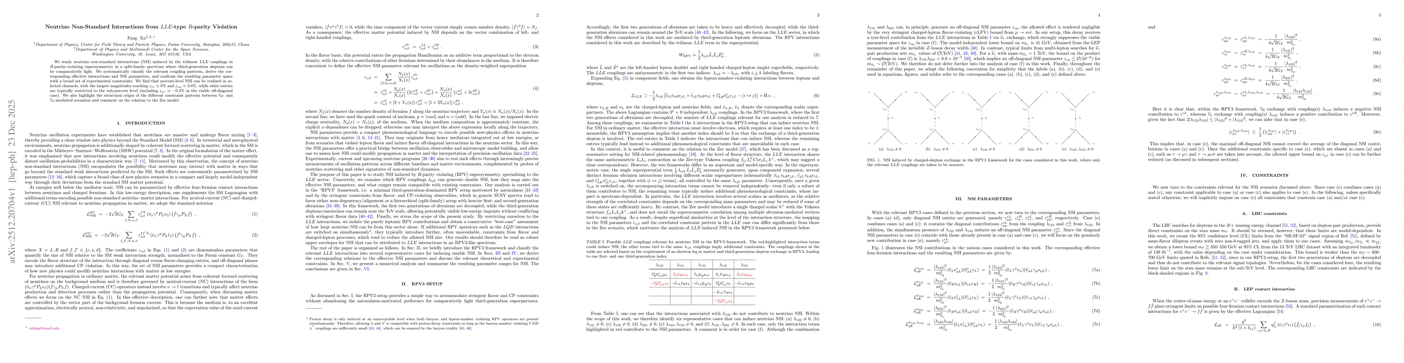 Thumbnail for Neutrino Non-Standard Interactions from LLE-type R-parity Violation