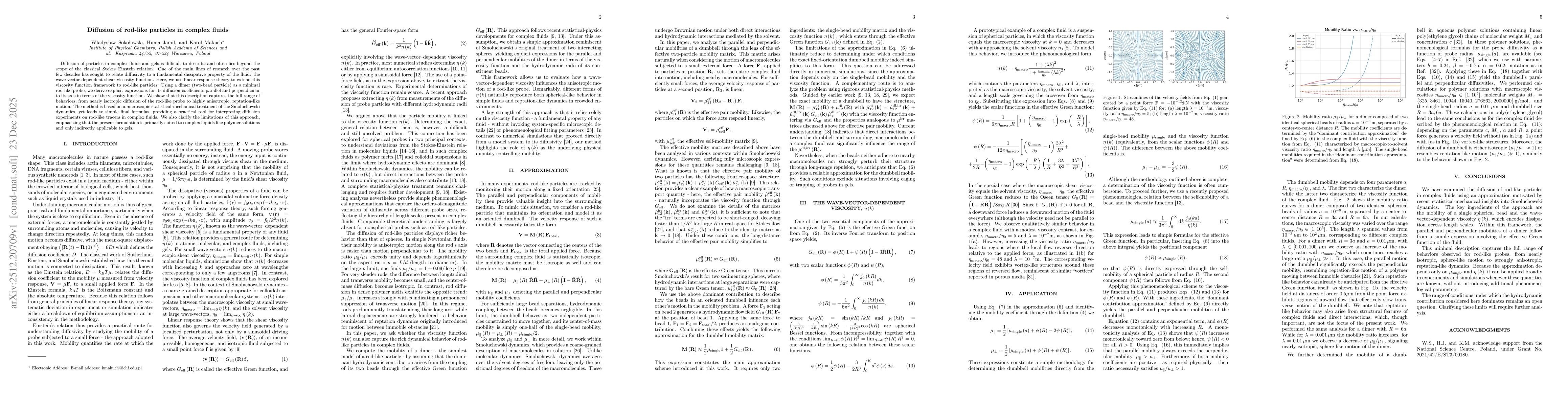 Thumbnail for Diffusion of rod-like particles in complex fluids
