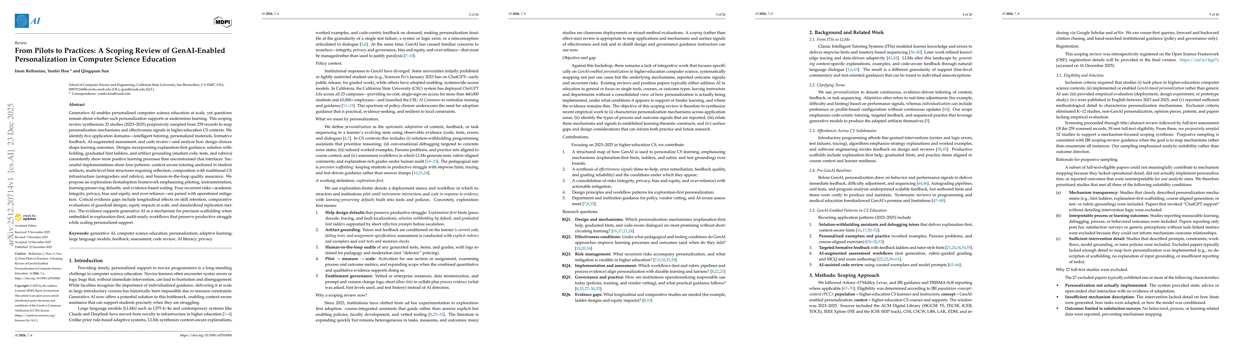 Thumbnail for From Pilots to Practices: A Scoping Review of GenAI-Enabled Personalization in Computer Science Education