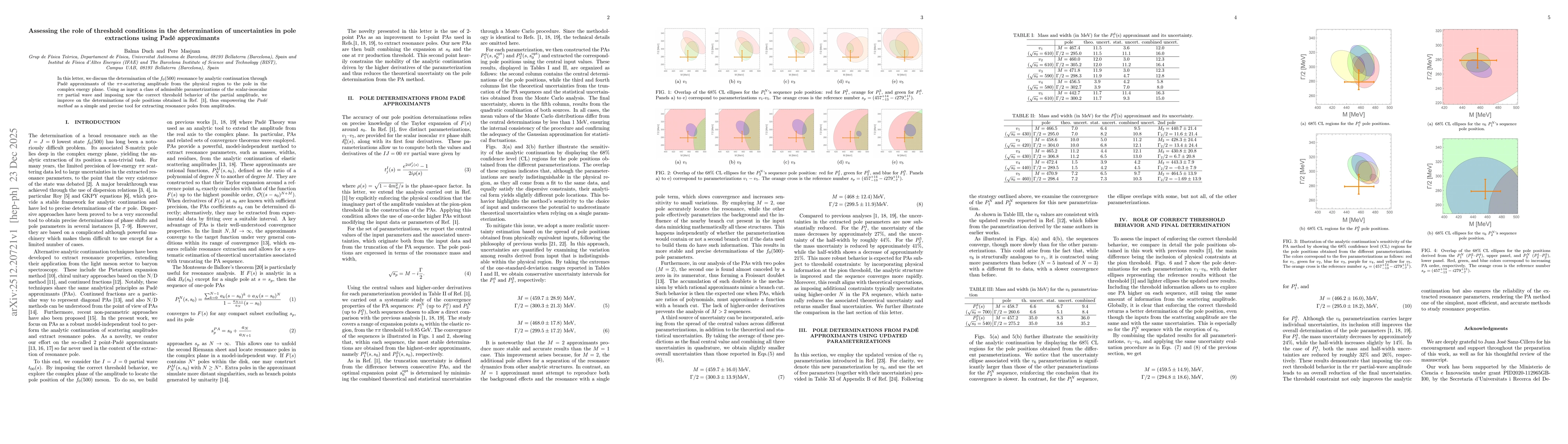 Thumbnail for Assessing the role of threshold conditions in the determination of uncertainties in pole extractions using Padé approximants