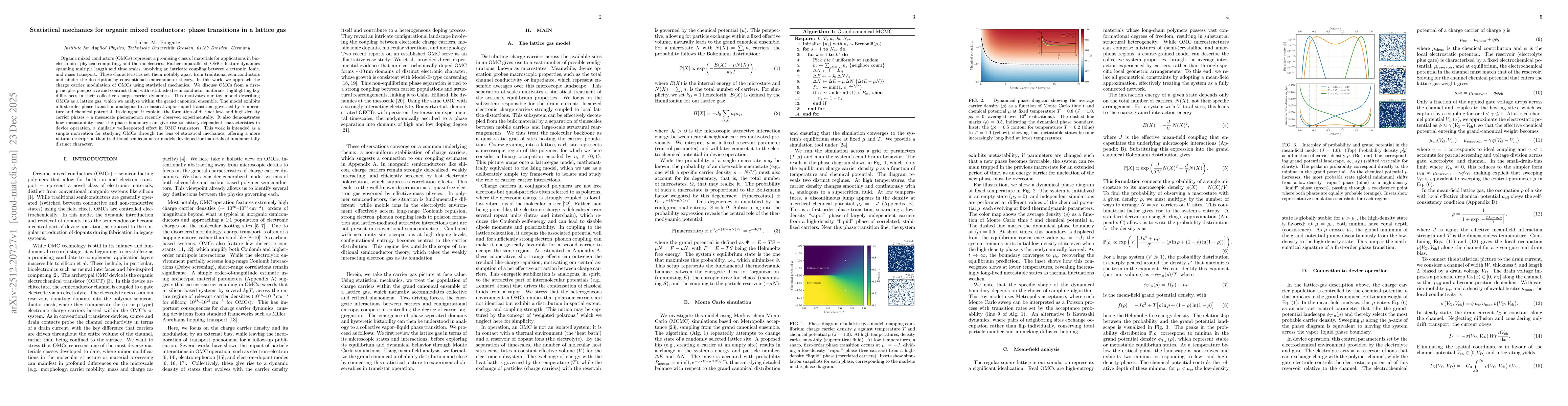 Thumbnail for Statistical mechanics for organic mixed conductors: phase transitions in a lattice gas