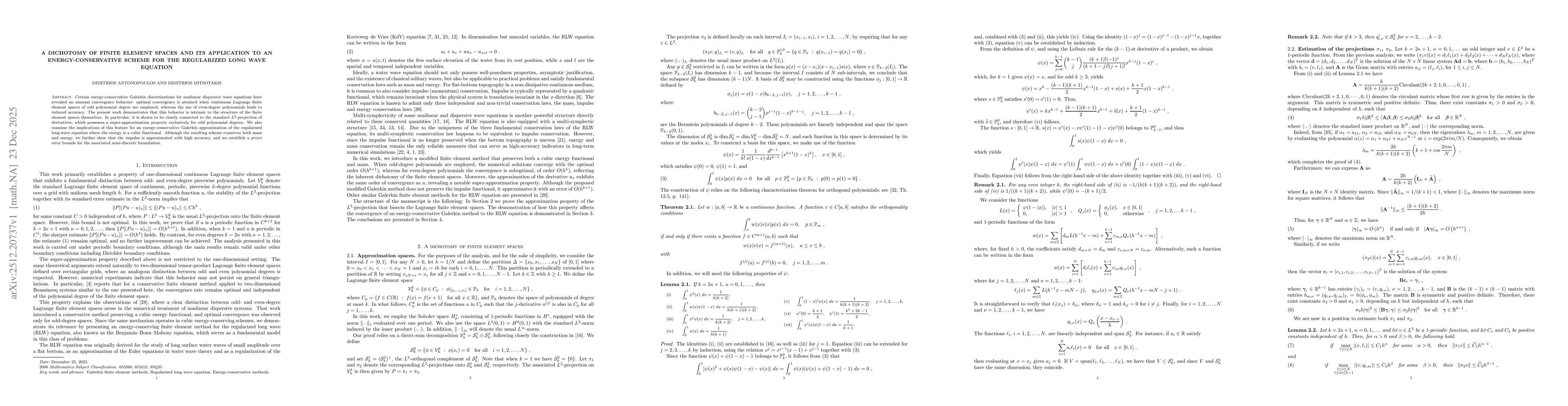 Thumbnail for A dichotomy of finite element spaces and its application to an energy-conservative scheme for the regularized long wave equation
