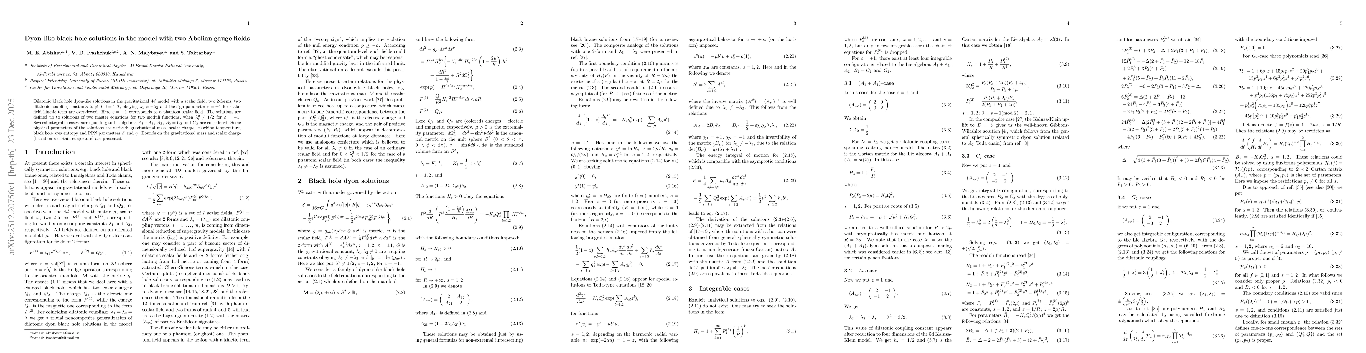 Thumbnail for Dyon-like black hole solutions in the model with two Abelian gauge fields