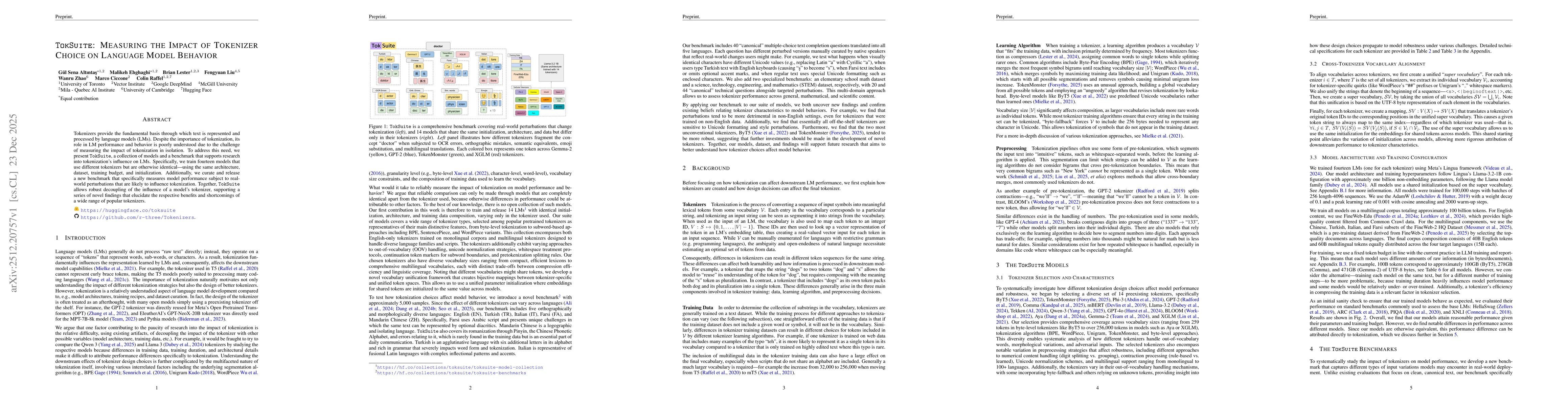 Thumbnail for TokSuite: Measuring the Impact of Tokenizer Choice on Language Model Behavior