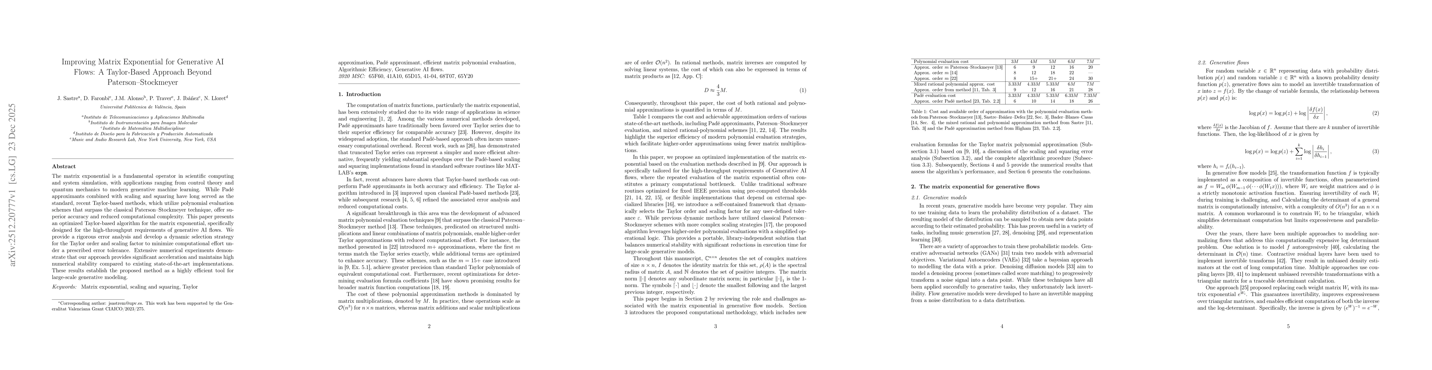 Thumbnail for Improving Matrix Exponential for Generative AI Flows: A Taylor-Based Approach Beyond Paterson--Stockmeyer