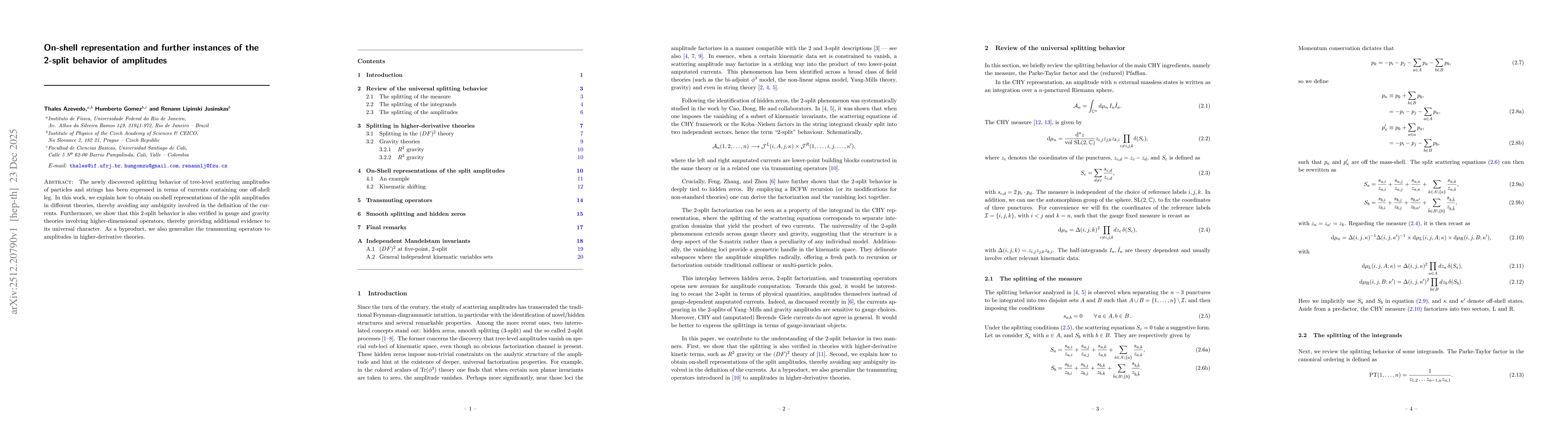Thumbnail for On-shell representation and further instances of the 2-split behavior of amplitudes