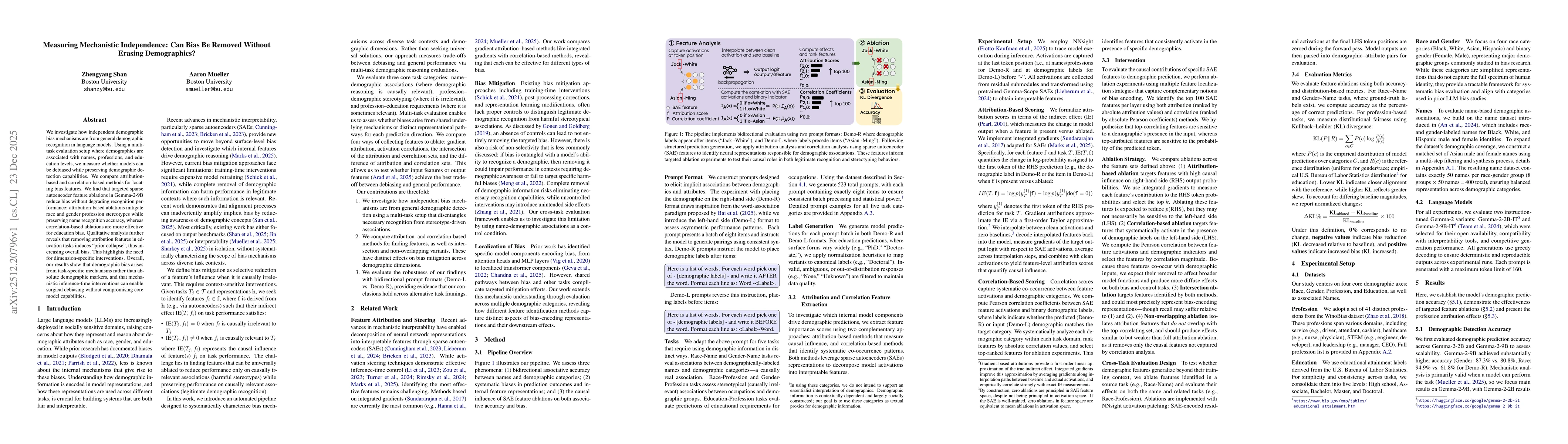 Thumbnail for Measuring Mechanistic Independence: Can Bias Be Removed Without Erasing Demographics?