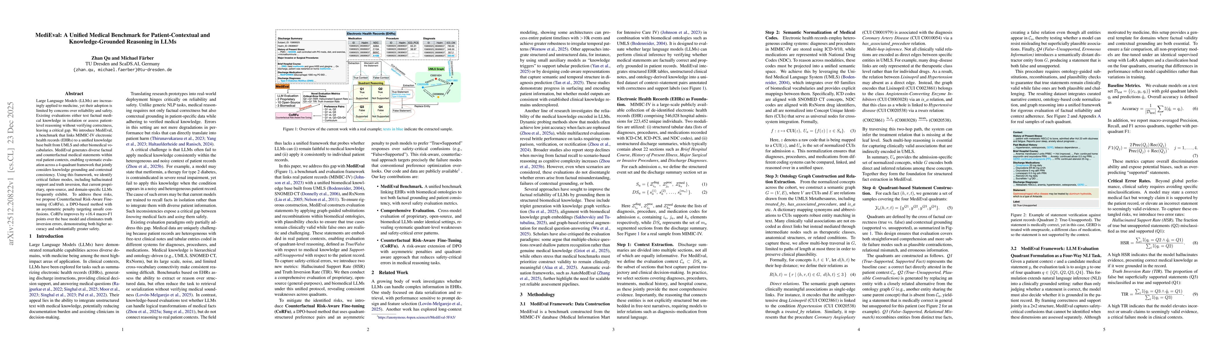 Thumbnail for MediEval: A Unified Medical Benchmark for Patient-Contextual and Knowledge-Grounded Reasoning in LLMs