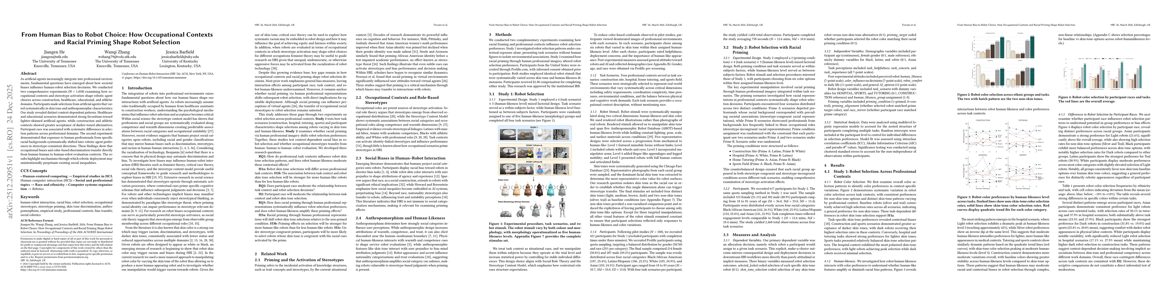 Thumbnail for From Human Bias to Robot Choice: How Occupational Contexts and Racial Priming Shape Robot Selection