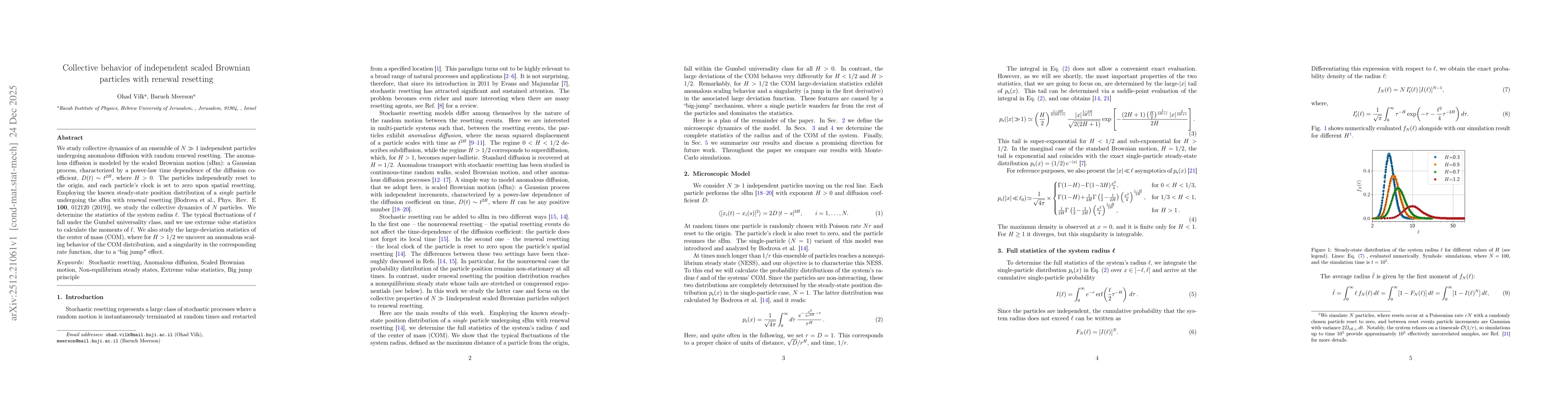Thumbnail for Collective behavior of independent scaled Brownian particles with renewal resetting