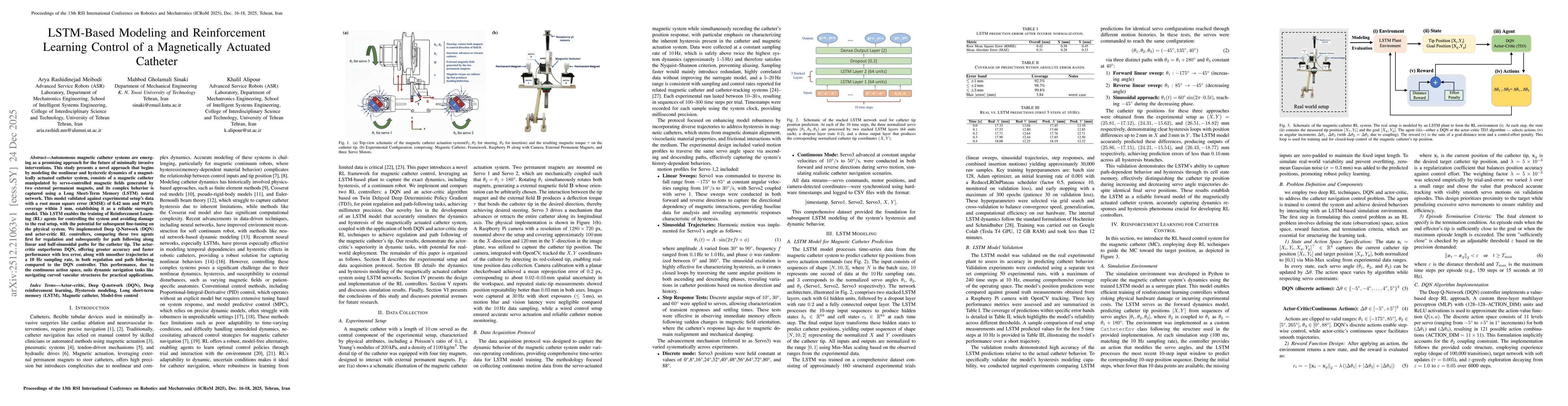 Thumbnail for LSTM-Based Modeling and Reinforcement Learning Control of a Magnetically Actuated Catheter