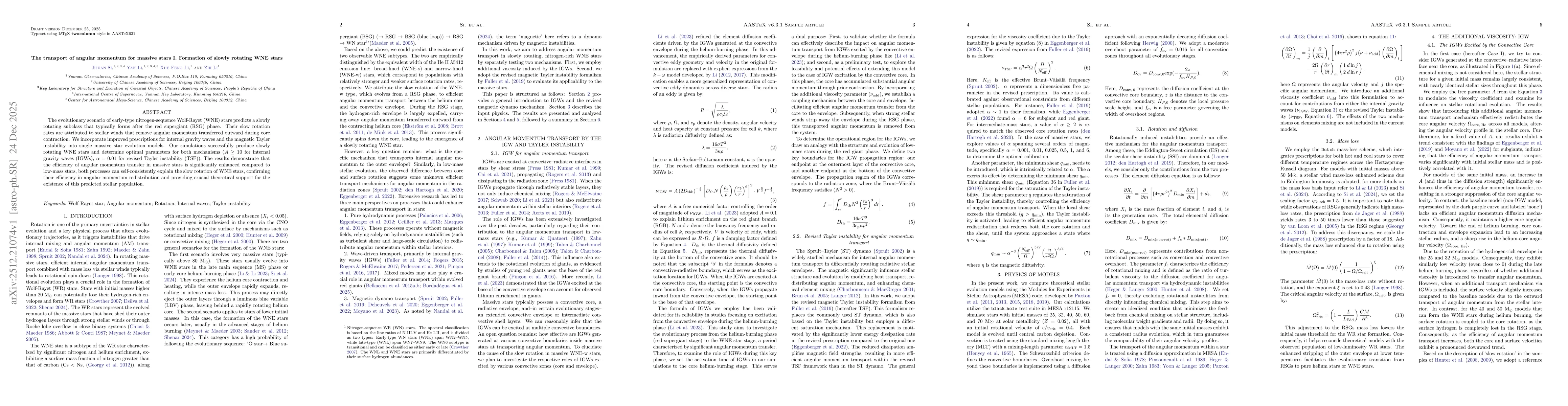 Thumbnail for The transport of angular momentum for massive stars I. Formation of slowly rotating WNE stars