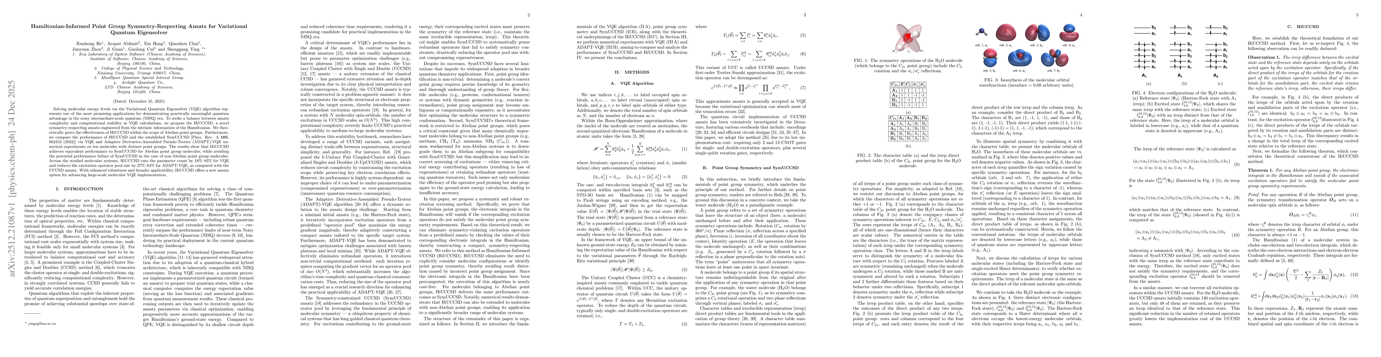 Thumbnail for Hamiltonian-Informed Point Group Symmetry-Respecting Ansatz for Variational Quantum Eigensolver