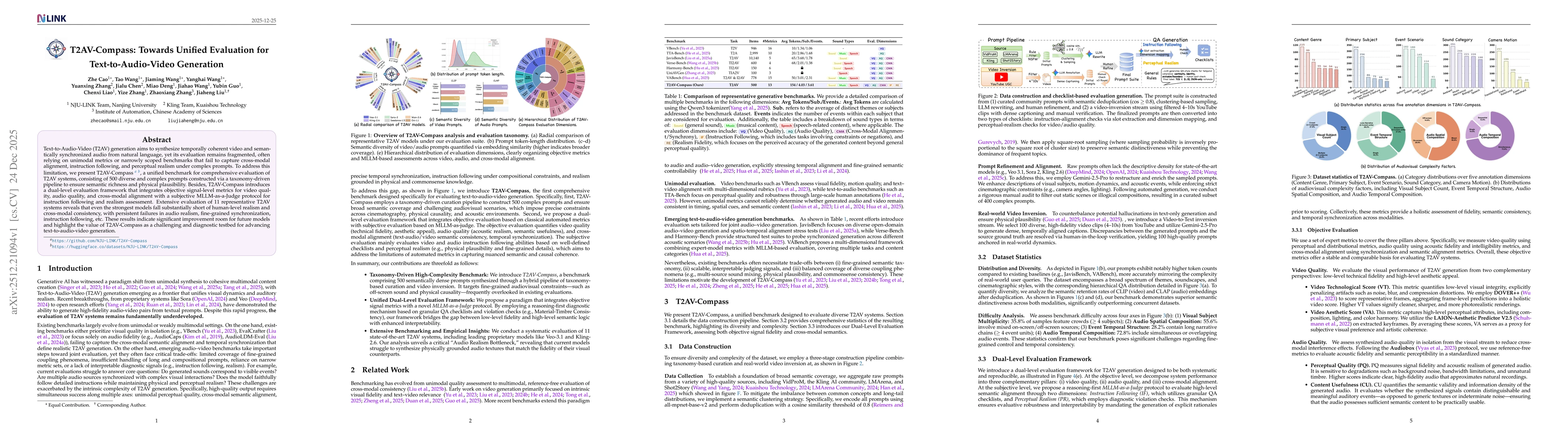 Thumbnail for T2AV-Compass: Towards Unified Evaluation for Text-to-Audio-Video Generation