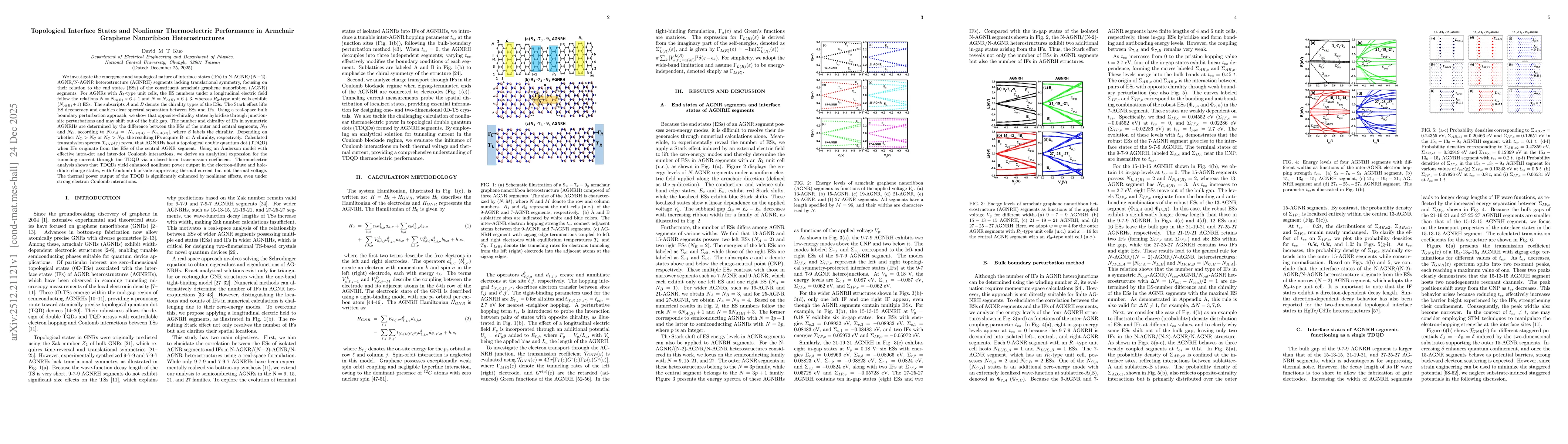 Thumbnail for Topological Interface States and Nonlinear Thermoelectric Performance in Armchair Graphene Nanoribbon Heterostructures