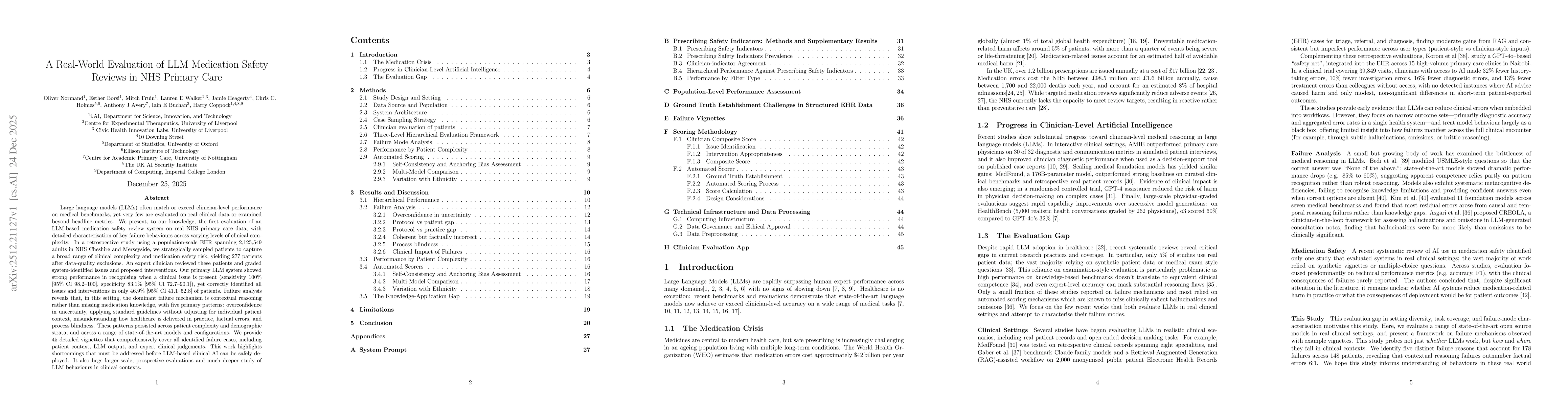 Thumbnail for A Real-World Evaluation of LLM Medication Safety Reviews in NHS Primary Care