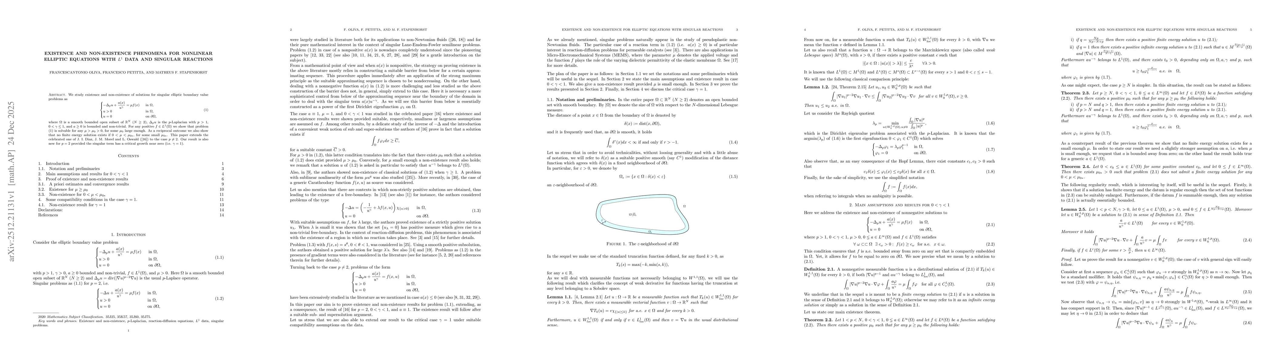 Thumbnail for Existence and non-existence phenomena for nonlinear elliptic equations with $L^1$ data and singular reactions
