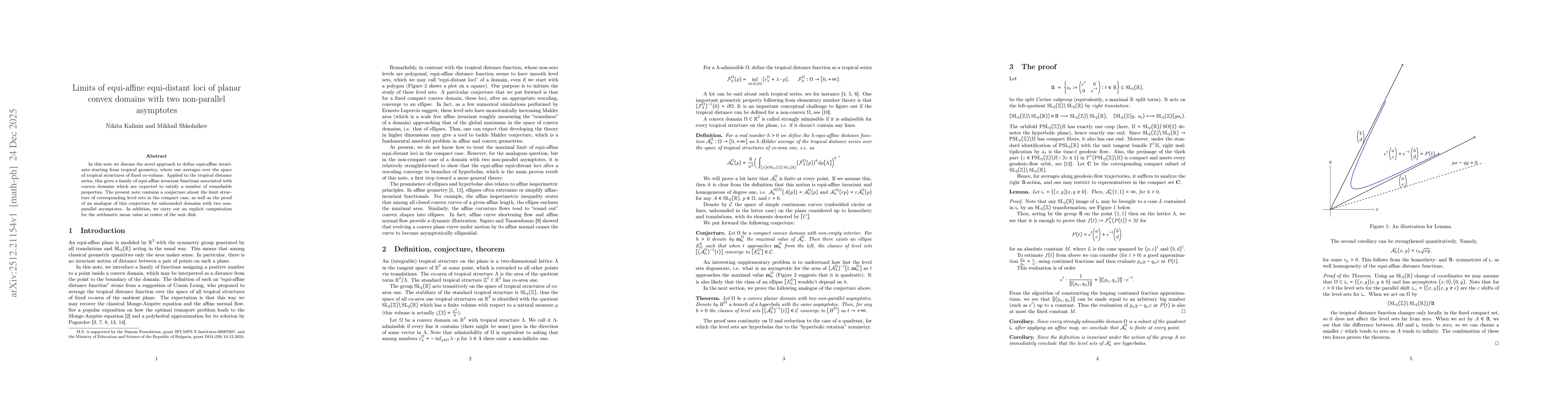 Thumbnail for Limits of equi-affine equi-distant loci of planar convex domains with two non-parallel asymptotes
