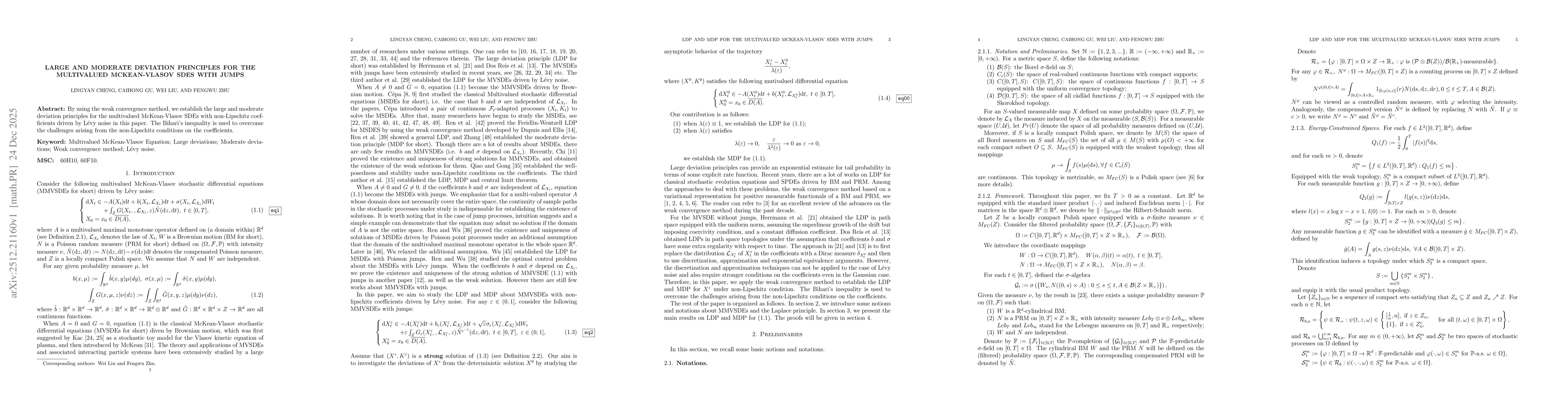 Thumbnail for Large and Moderate deviation principles for the Multivalued McKean-Vlasov SDEs with jumps