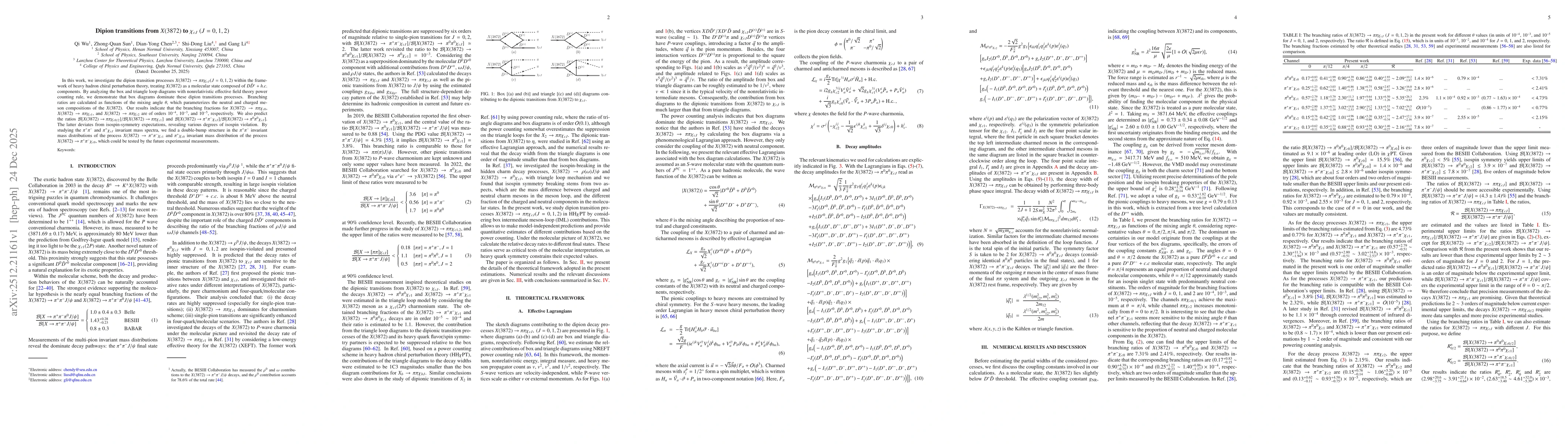 Thumbnail for Dipion transitions from $X(3872)$ to $χ_{cJ}\ (J=0,1,2)$