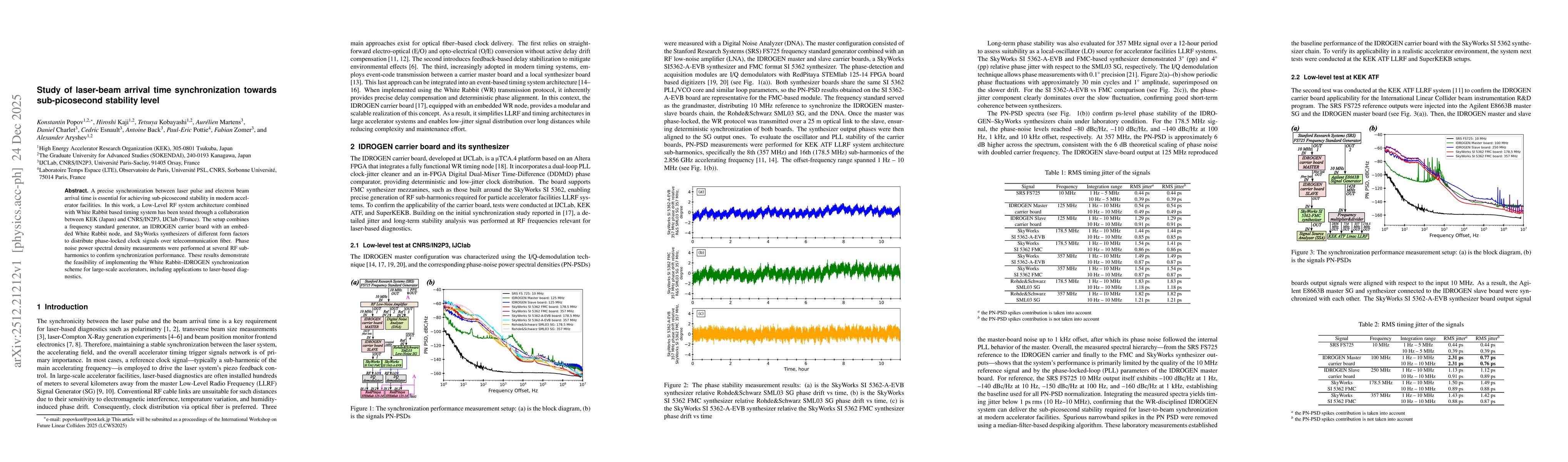 Thumbnail for Study of laser-beam arrival time synchronization towards sub-picosecond stability level
