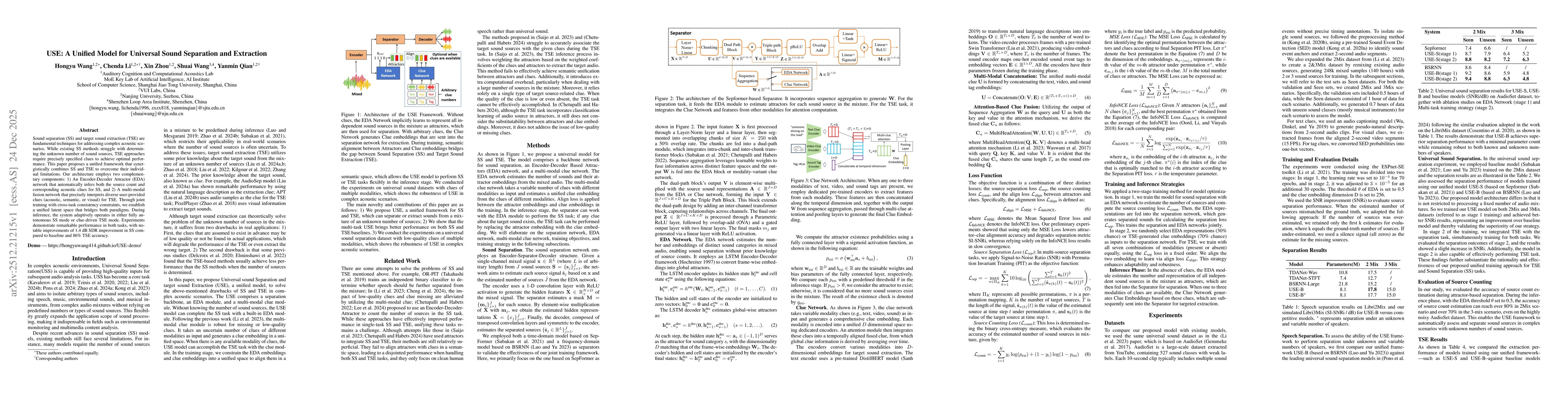 Thumbnail for USE: A Unified Model for Universal Sound Separation and Extraction