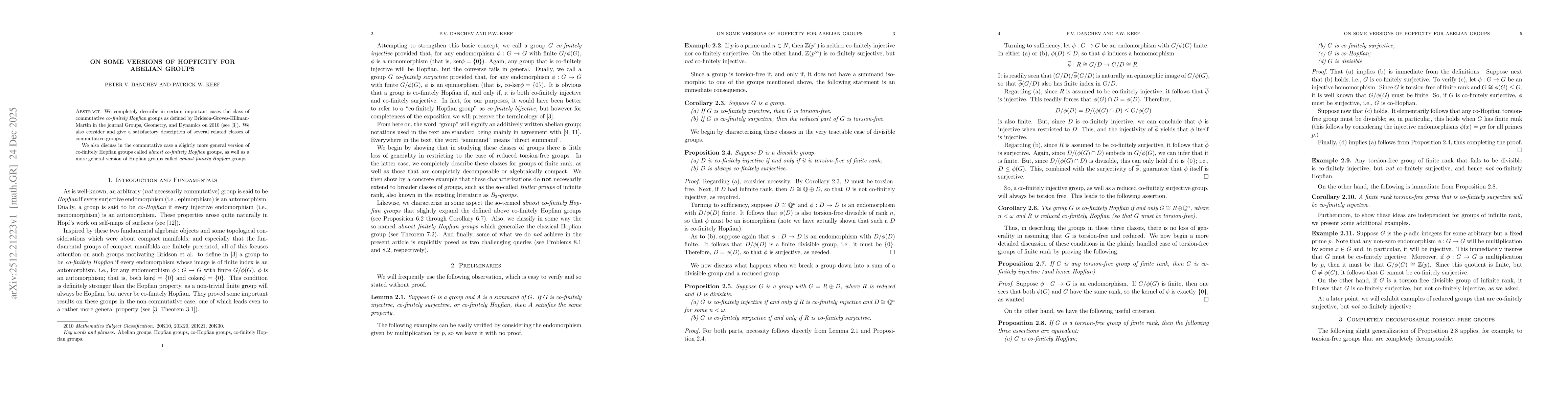 Thumbnail for On Some Versions of Hopficity for Abelian Groups