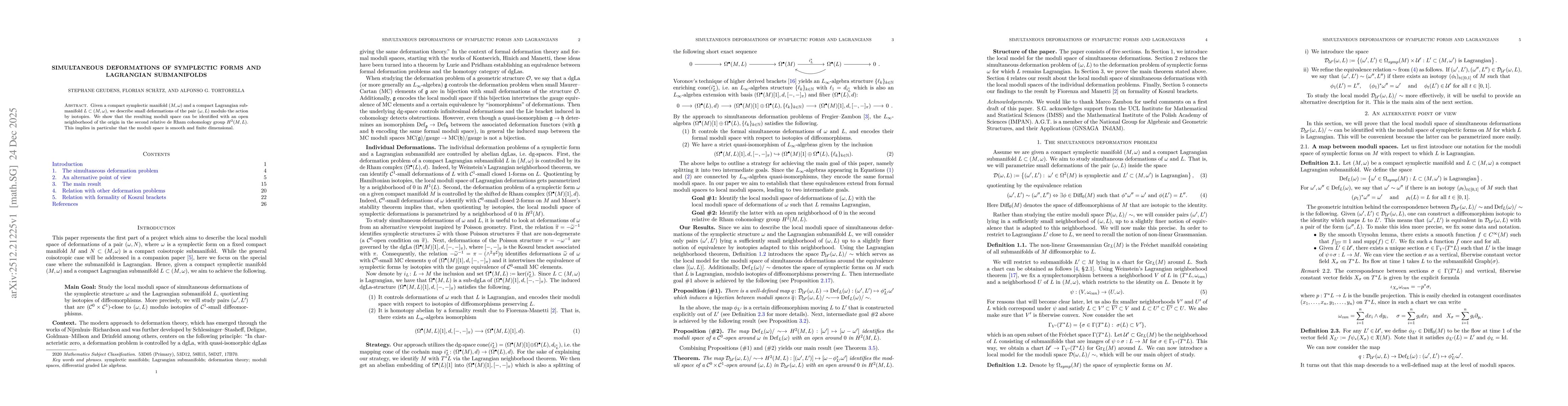 Thumbnail for Simultaneous Deformations of Symplectic Forms and Lagrangian Submanifolds