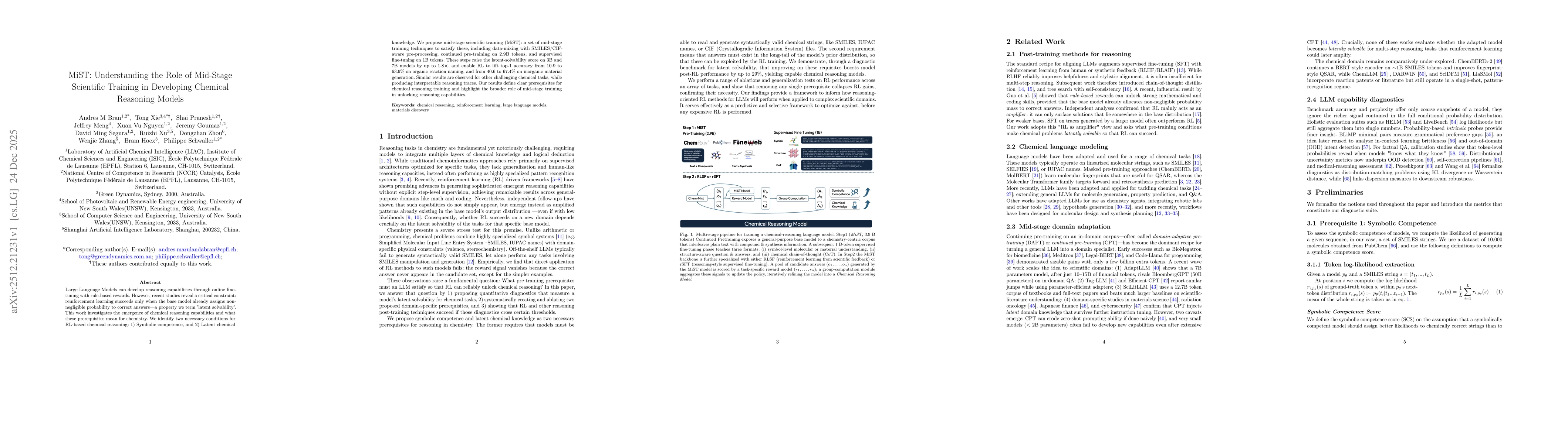 Thumbnail for MiST: Understanding the Role of Mid-Stage Scientific Training in Developing Chemical Reasoning Models