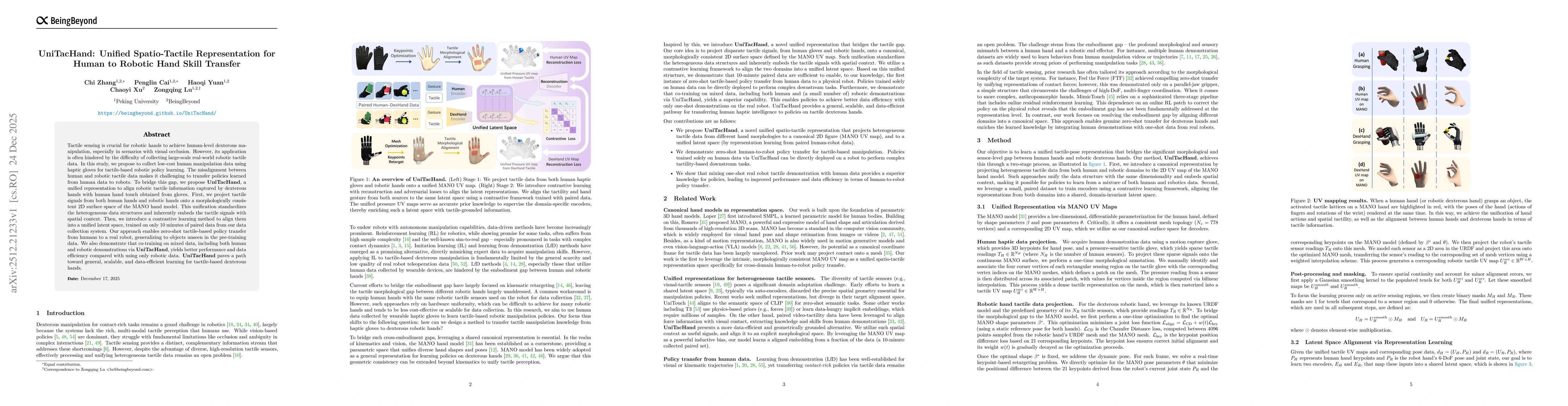 Thumbnail for UniTacHand: Unified Spatio-Tactile Representation for Human to Robotic Hand Skill Transfer