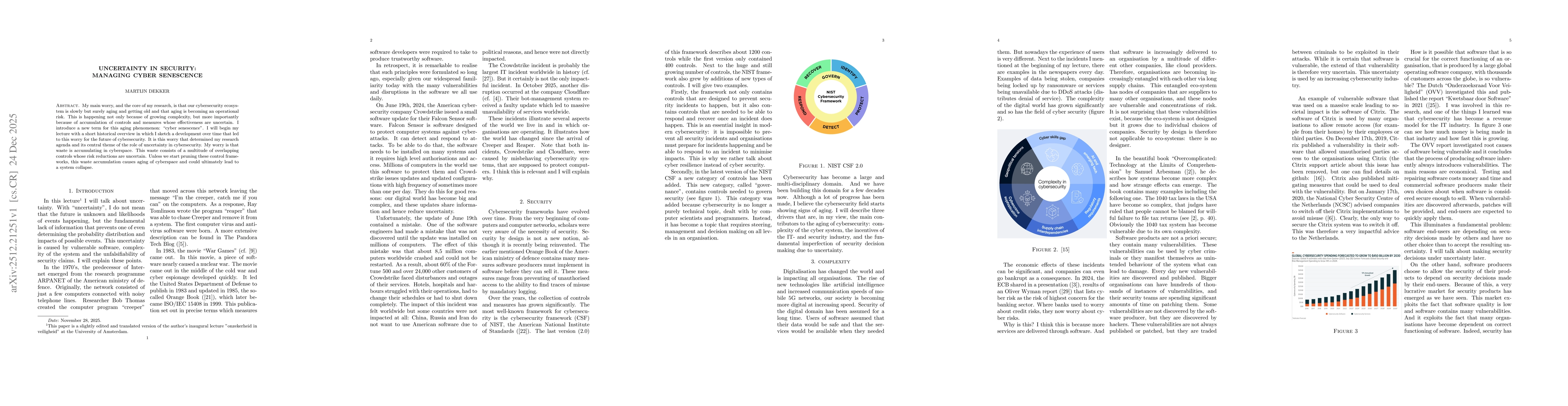 Thumbnail for Uncertainty in security: managing cyber senescence