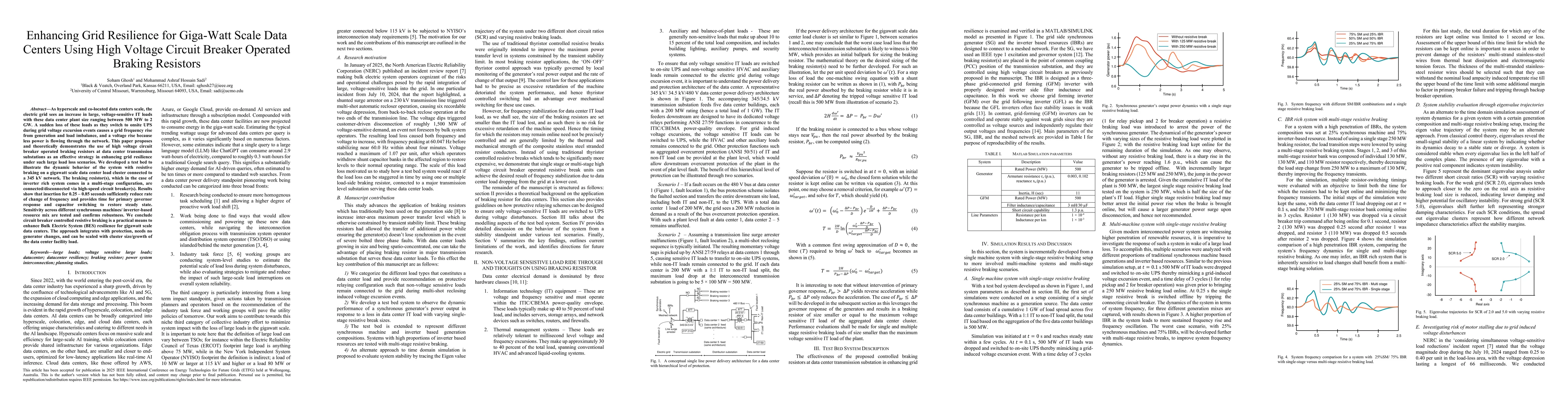 Thumbnail for Enhancing Grid Resilience for Giga-Watt Scale Data Centers Using High Voltage Circuit Breaker Operated Braking Resistors