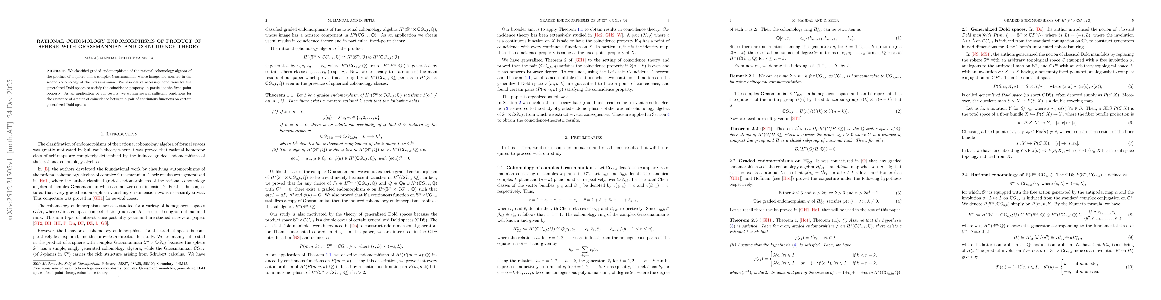 Thumbnail for Rational Cohomology Endomorphisms of Product of Sphere with Grassmannian and Coincidence Theory