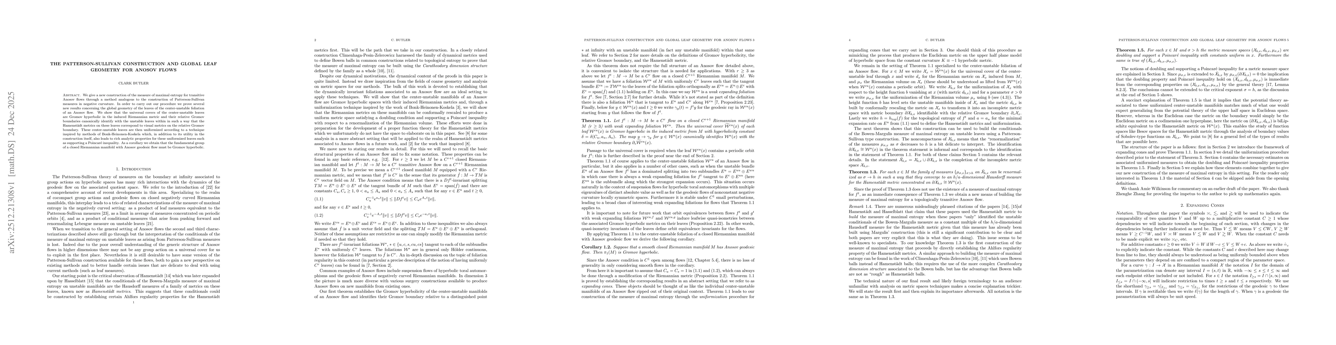 Thumbnail for The Patterson-Sullivan construction and global leaf geometry for Anosov flows