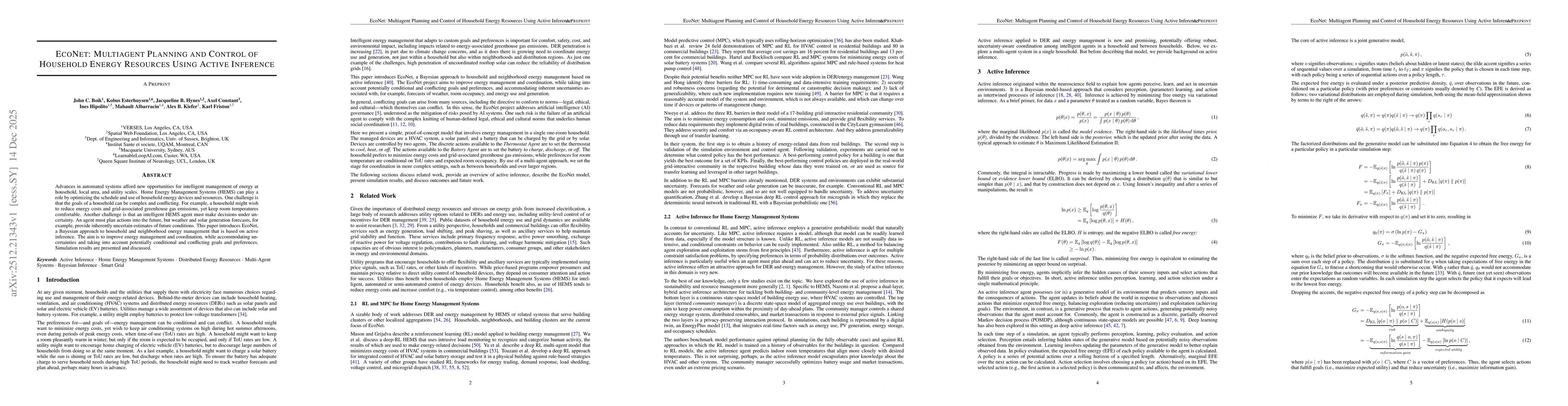 Thumbnail for EcoNet: Multiagent Planning and Control Of Household Energy Resources Using Active Inference