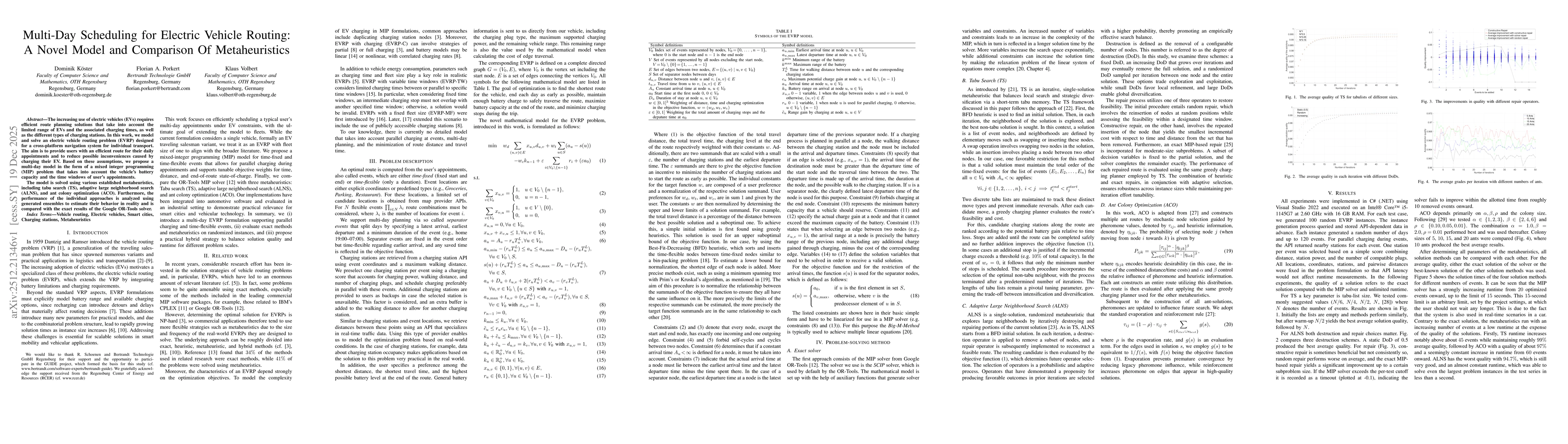 Thumbnail for Multi-Day Scheduling for Electric Vehicle Routing: A Novel Model and Comparison Of Metaheuristics