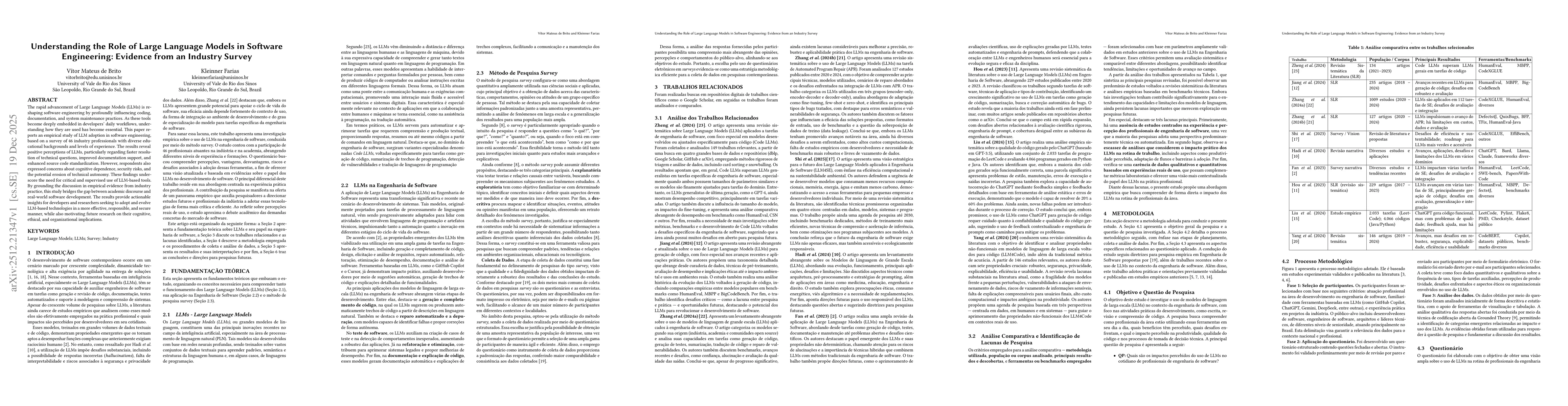 Thumbnail for Understanding the Role of Large Language Models in Software Engineering: Evidence from an Industry Survey